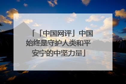 「中国网评」中国始终是守护人类和平安宁的中坚力量