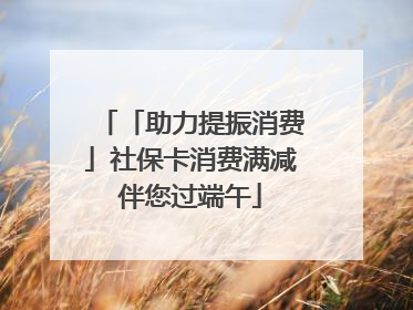 「助力提振消费」社保卡消费满减伴您过端午