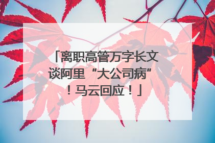 离职高管万字长文谈阿里“大公司病”！马云回应！