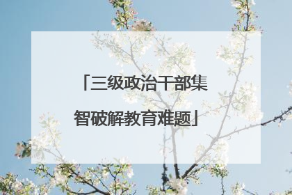 三级政治干部集智破解教育难题