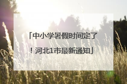 中小学暑假时间定了！河北1市最新通知