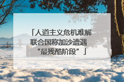 人道主义危机难解 联合国称加沙遭遇“最残酷阶段”