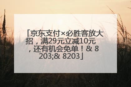 京东支付×必胜客放大招，满29元立减10元，还有机会免单！& 8203;& 8203