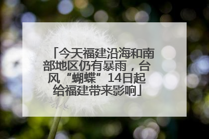 今天福建沿海和南部地区仍有暴雨，台风“蝴蝶”14日起给福建带来影响