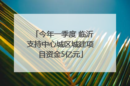 今年一季度 临沂支持中心城区城建项目资金5亿元