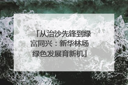 从治沙先锋到绿富同兴：新华林场绿色发展育新机