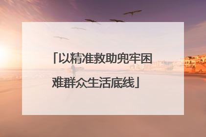 以精准救助兜牢困难群众生活底线