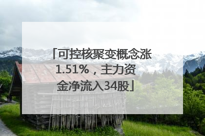 可控核聚变概念涨1.51%，主力资金净流入34股