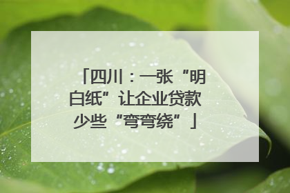 四川：一张“明白纸”让企业贷款少些“弯弯绕”
