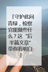 守护此间青绿，检察官能做些什么？这“后半篇文章”带你看明白