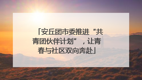 安丘团市委推进“共青团伙伴计划”，让青春与社区双向奔赴