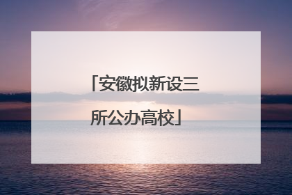 安徽拟新设三所公办高校