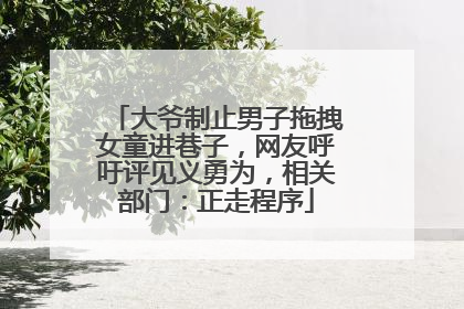 大爷制止男子拖拽女童进巷子，网友呼吁评见义勇为，相关部门：正走程序