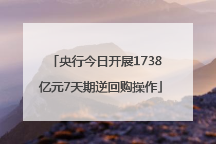 央行今日开展1738亿元7天期逆回购操作