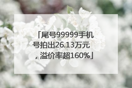 尾号99999手机号拍出26.13万元，溢价率超160%