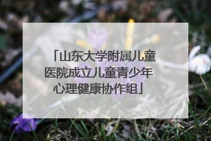 山东大学附属儿童医院成立儿童青少年心理健康协作组