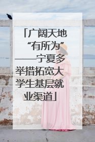 广阔天地“有所为”——宁夏多举措拓宽大学生基层就业渠道