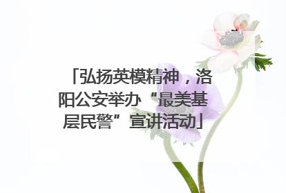 弘扬英模精神，洛阳公安举办“最美基层民警”宣讲活动