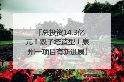 总投资14.3亿元！双子塔造型！泉州一项目有新进展