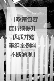 政策包容度持续提升 优质并购重组案例料不断涌现