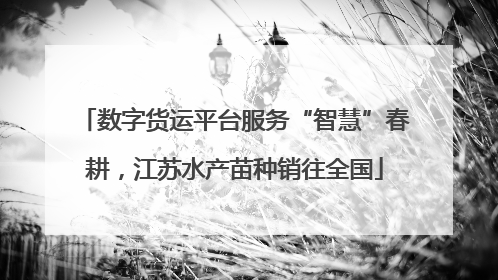 数字货运平台服务“智慧”春耕，江苏水产苗种销往全国