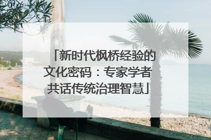 新时代枫桥经验的文化密码：专家学者共话传统治理智慧
