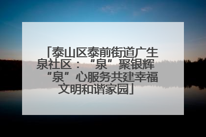泰山区泰前街道广生泉社区：“泉”聚银辉“泉”心服务共建幸福文明和谐家园