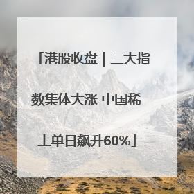 港股收盘｜三大指数集体大涨 中国稀土单日飙升60%