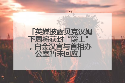 英媒披露贝克汉姆下周将获封“爵士”，白金汉宫与首相办公室暂未回应