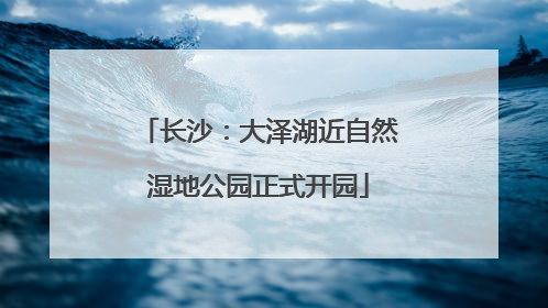 长沙：大泽湖近自然湿地公园正式开园