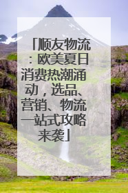 顺友物流：欧美夏日消费热潮涌动，选品、营销、物流一站式攻略来袭