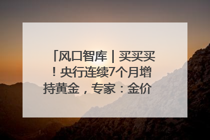 风口智库｜买买买！央行连续7个月增持黄金，专家：金价或仍易涨难跌