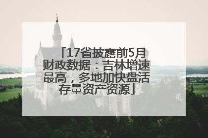 17省披露前5月财政数据：吉林增速最高，多地加快盘活存量资产资源