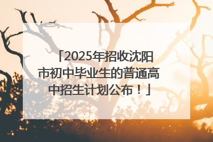 2025年招收沈阳市初中毕业生的普通高中招生计划公布！